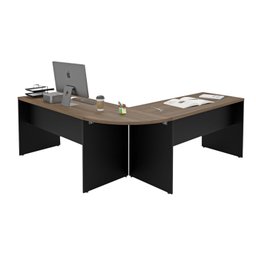 Mesa Escrivaninha em L Canto Arredondado 1400x600 Netmobil - Nogal/preto - 6