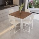 Ver imagem 1 de Conjunto Mesa de Jantar Quadrada Imbuia 4 Cadeiras Estofado Riviera Industrial Branco
