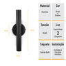 Arandela de Parede Foco Duplo Slim Palito - Preto - 6
