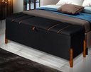 Ver imagem 2 de Recamier Baú Decorativo Roma 1,30m Premium Sofá para Cama Casal Estilo Estofado Cor Preto
