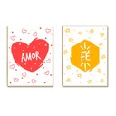 Ver imagem 1 de Kit com 02 Placas Mdf Amor e Fé Decoração Parede 28,7x22cm