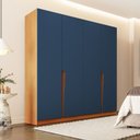 Ver imagem 1 de Guarda Roupa Roupeiro 4 Portas 4 Gavetas Porto Freijó Azul Politorno Móveis