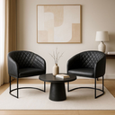 Ver imagem 2 de Kit com 2 Poltronas Mavie com Base Fixa em Aço Carbono e Courino Preto – Exclusiva Courino Durango P
