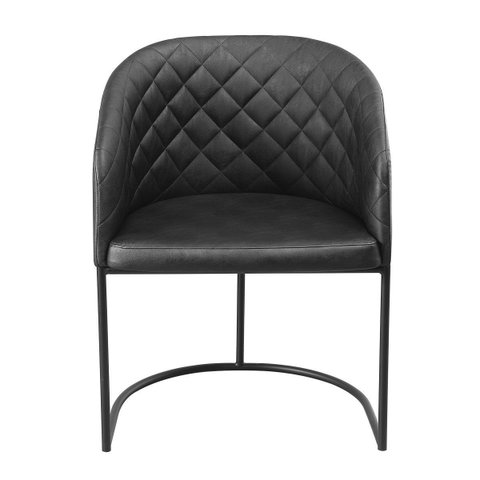 Kit com 2 Poltronas Mavie com Base Fixa em Aço Carbono e Courino Preto – Exclusiva Courino Durango P