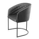 Ver imagem 3 de Kit com 2 Poltronas Mavie com Base Fixa em Aço Carbono e Courino Preto – Exclusiva Courino Durango P