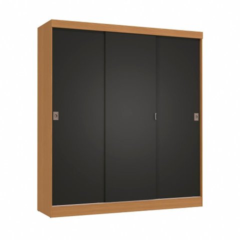 Guarda-roupa 3 Portas de Correr Kappesberg Canela/preto Fosco 180cm