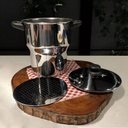 Ver imagem 3 de Panela para Cuscuz Cuscuzeira Fogão de Indução Inox 3 Litros Aparelho de Cuzcuz com Alças