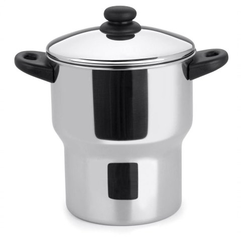 Panela para Cuscuz Cuscuzeira Fogão de Indução Inox 3 Litros Aparelho de Cuzcuz com Alças
