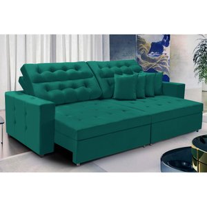 Sofá Texas 2.10m Retrátil e Reclinável - Verde