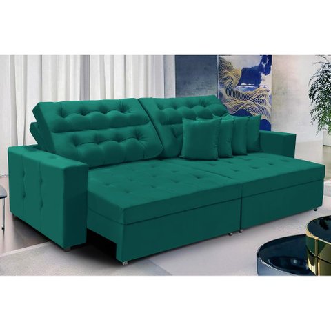 Sofá Texas 2.10m Retrátil e Reclinável - Verde