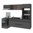 Ver imagem 2 de Armário de Cozinha Modulada Completa com Pia Suspensa 251,5cm Milano Multimóveis MCR2405 Grafite/