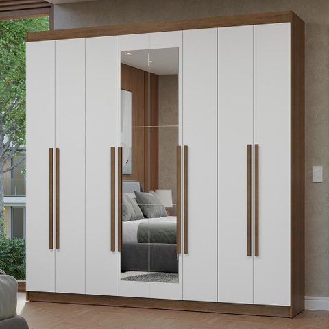 Guarda-Roupa Casal 8 Portas Batentes com Espelho Netuno Madesa