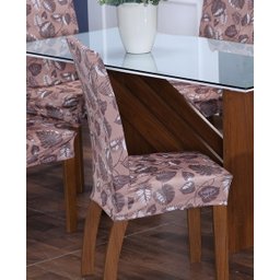 Kit Capa de Cadeira 6 Peças Sala de Jantar Protege o Estofado Renova o Visual Malha Gel Mista 5 Folh - 3