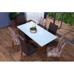 Kit Capa de Cadeira 6 Peças Sala de Jantar Protege o Estofado Renova o Visual Malha Gel Mista 5 Folh - 2