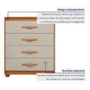 Ver imagem 7 de Cômoda para Quarto 4 Gavetas com Pés Puxador Softfeel Suavitá 89cm Marrom Amêndoa Clean