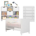 Ver imagem 1 de Berço Americano Doce Sonho 100 com Rodízios e Cômoda 103 com Nicho Organizador 3 Gavetas Branco Bril