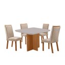 Ver imagem 1 de Mesa de Jantar Olimpia 90cm Tampo MDF e Vidro Canto Copo com 4 Cadeiras Lira