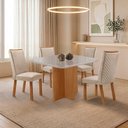 Ver imagem 7 de Mesa de Jantar Olimpia 90cm Tampo MDF e Vidro Canto Copo com 4 Cadeiras Lira