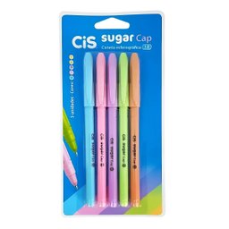 Kit Canetas-esferográficas Sugar Cap 1.0mm - Escrita Fina - 5 Cores Tom Pastel - 3