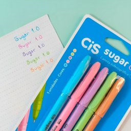Kit Canetas-esferográficas Sugar Cap 1.0mm - Escrita Fina - 5 Cores Tom Pastel - 2