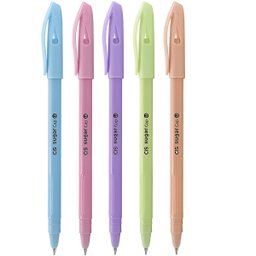 Kit Canetas-esferográficas Sugar Cap 1.0mm - Escrita Fina - 5 Cores Tom Pastel - 5