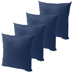 Kit 4 Capa de Almofada Suede 45 X 45 com Zíper Veludo Liso:azul Marinho