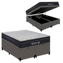 Ver imagem 2 de Cama Box com Baú Queen Royal Air Pillow Top Molas Ensacadas Cinza Royal