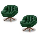 Ver imagem 1 de Kit 2 Poltrona Decorativa Califórnia Giratória Suede Verde - Fm