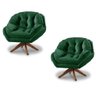 Kit 2 Poltrona Decorativa Califórnia Giratória Suede Verde - Fm - 1