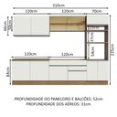 Ver imagem 4 de Armário de Cozinha Completa 310cm Rustic Branco Glamy Madesa 01