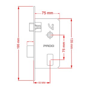 Fechadura Pado Rolete Magnético Alta Segurança Eur60 Escovado 60mm