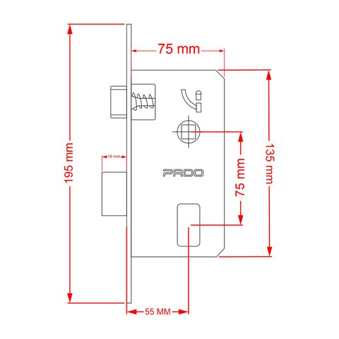 Fechadura Pado Rolete Magnético Alta Segurança Eur60 Escovado 60mm