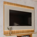 Ver imagem 1 de Painel Decorativo Singapura Mdp/mdf Tv até 70 Polegadas Ripado 1.8 Tauari/off White G77 - Gran Belo