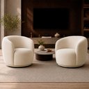 Ver imagem 1 de Kit 2 Poltronas Decorativas Sala de Estar Melissa Giratória Bouclê Off White M1 - Monari Design