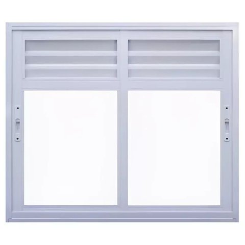 Janela de Alumínio Branco Vitro de Correr 2 Folhas Móveis com Ventilação sem Grade Classic-120lx100a