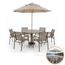Ver imagem 1 de Conjunto Mesa 1,30m e 6 Poltronas Verona Alumínio Tela Sling Fendi