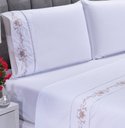 Ver imagem 3 de Jogo lençol Fluence quarto casal Padrão bordado 4 peças 2fronha: Branco com Caqui