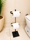 Ver imagem 1 de Suporte de Papel Higiênico Preto Premium de Chão Turim Barra Chata Reforçado para Banheiros