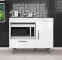 Ver imagem 1 de Balcão para Cooktop Alecrim 4 Bocas 105cm 1 Porta 1 Gaveta com Nicho P/ Forno ou Microondas - Branco