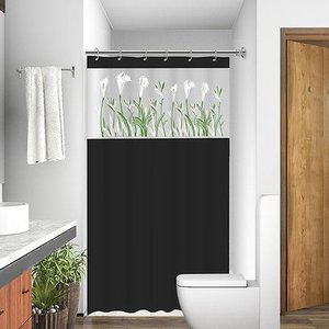 Cortina de Box Visor Copo de Leite:preto