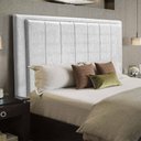 Ver imagem 1 de Cabeceira Opala Cama Box Casal 140cm Linho Cinza Claro - SSX Multicoisas
