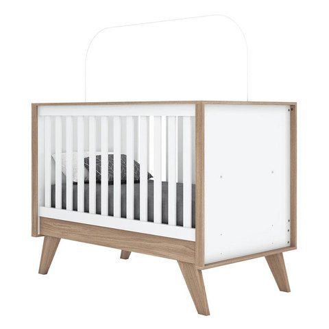 Berço Americano e Guarda Roupa Infantil Confete Branco Brilho Jequitibá Hp com Colchão Ortobom - Hen