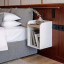 Ver imagem 6 de Kit 2 Mesas de Cabeceira Aerea 20cm em Aço Nicho Flutuante Decorativo para Quarto Moderno - Branca