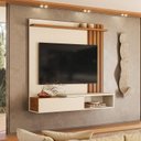 Ver imagem 1 de Painel Ripado para TV 65 Polegadas Suspenso Home Vegas Pérola e Canela