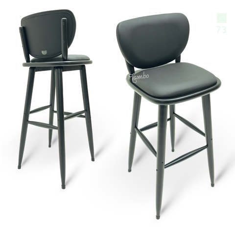 Kit 2 Banquetas de Madeira Torneada Bistrô Estofada - 73cm Preta