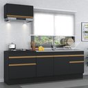 Ver imagem 3 de Armário de Cozinha Compacta 220cm com Rodapé Veneza Multimóveis V2109 Preto/Dourado