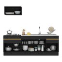 Ver imagem 6 de Armário de Cozinha Compacta 220cm com Rodapé Veneza Multimóveis V2109 Preto/Dourado