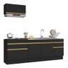Armário de Cozinha Compacta 220cm com Rodapé Veneza Multimóveis V2109 Preto/Dourado - 2