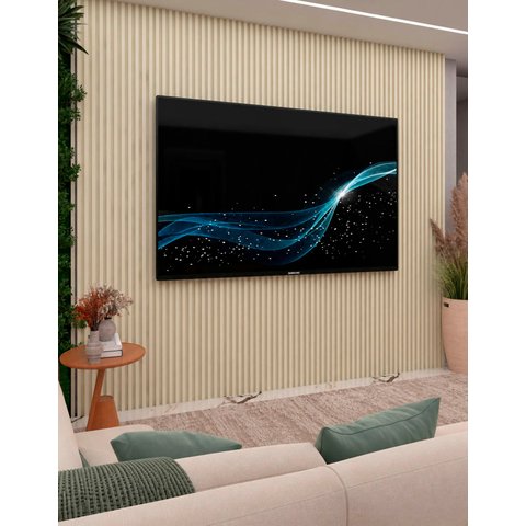 Painel Ripado Modulo Suspenso Parede TV 85 Nanda 2200 mm Cor:Off White