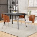 Ver imagem 2 de Kit 5 Cadeiras Sala de Jantar Estofada Gavi Arena L02 Couríssimo Camel Bouclê Creme - Lyam Decor
